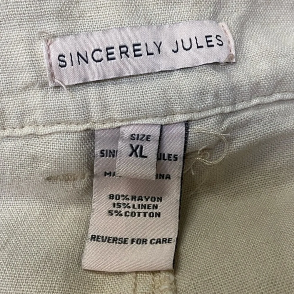 Sincerely Jules Khaki Linen Blend Pull-On Convertible Length Pants - Picture 6 of 6